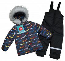 Комплект (куртка + полукомбинезон) зим. Арт. Льдинка 3045-4 самолеты; серый; черный