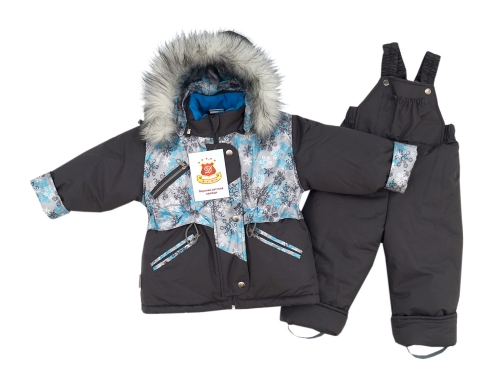 Комплект (куртка + комбинезон) зим. Арт. Аляска 3022-5 снежинки; серый; т.серый
