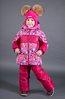 Комплект (куртка + полукомбинезон) зим Арт. Полярик 00201-16 цветочная поляна; вишня