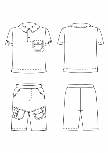 Комплект (футболка + бриджи) Арт. Мотылек 0519-4 серый, т.синий фото 3