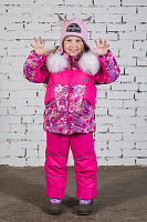 Комплект (куртка + полукомбинезон) зим Арт. Полярик 00201-18 цветочная поляна; малина